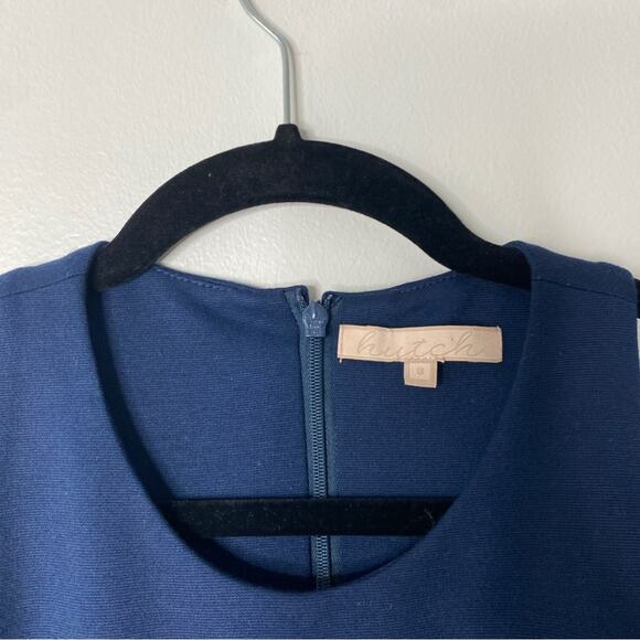 Anthropologie Hutch Blue Fit & Flare Metallic Arrowhead Short Mini Dress Size 8 - Picture 3 of 10